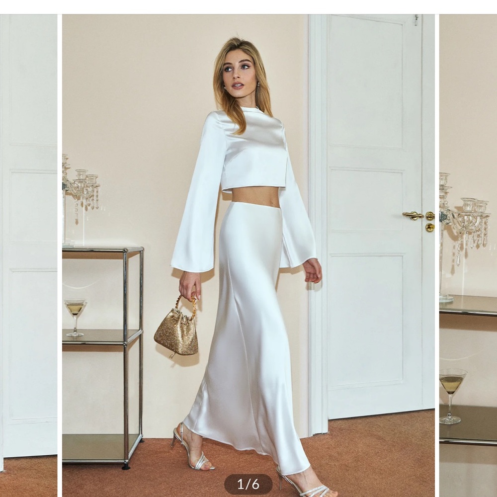 White Satin Skirt/Top Set